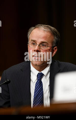 Michael Y. Scudder speaks during his confirmation hearing to become a United States Federal Judge before the Senate Judiciary Committee on Capitol Hill in Washington, D.C. on March 21, 2018. Credit: Alex Edelman / CNP /MediaPunch Stock Photo