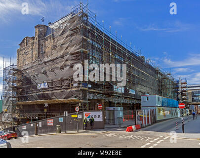 Mackintosh Building restoration in progress at The Glasgow School of Art in Renfrew Street  Glasgow Scotland UK Stock Photo