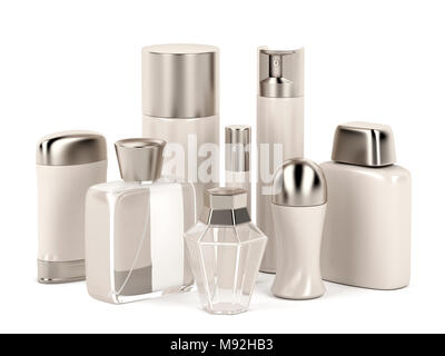 Set of cosmetic products on white background Stock Photo