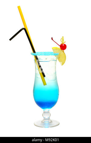 Blue Lagoon Cocktail isolated on white Stock Photo