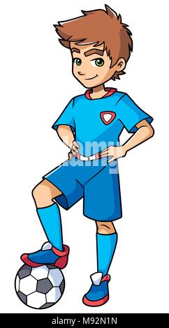 Football Boy Standing Stock Vector