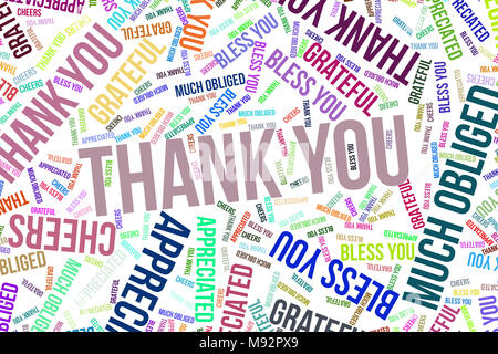 Thank You, word cloud for web page, graphic design, catalog, wallpaper or background. Stock Photo