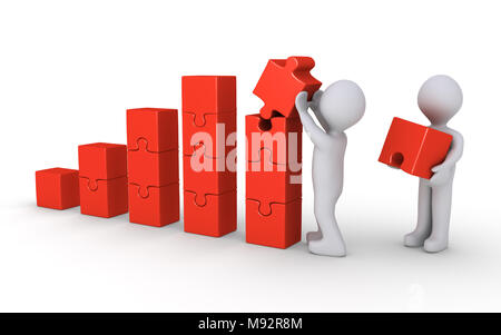 Two people as a team are building a success graphic chart Stock Photo