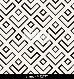 Stylish lines lattice. Ethnic monochrome texture. Abstract geometric background design. Vector seamless pattern. Stock Vector