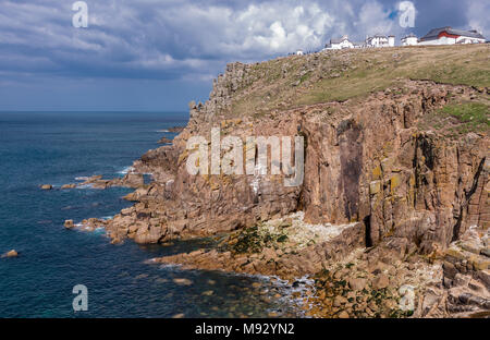 Land's End. View of the Cornish coastline and the Atlantic ocean. In Cornwall, United Kingdom. Stock Photo