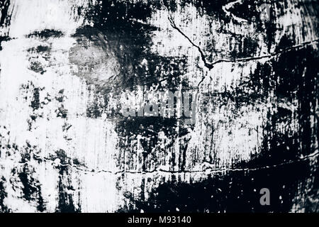 Grunge black and white texture with with cracks and brush strokes. Stock Photo