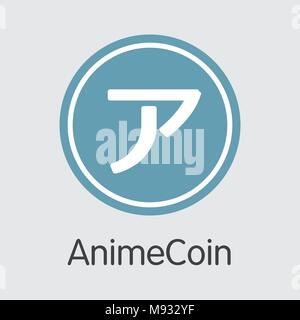 Animecoin Crypto Currency - Vector Pictogram Symbol. Stock Vector
