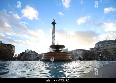 A fountain in Trafalgar square, London, England Stock Photo