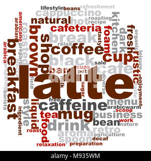 Latte word cloud. Creative illustration of idea word lettering typography . 3D rendering. Stock Photo