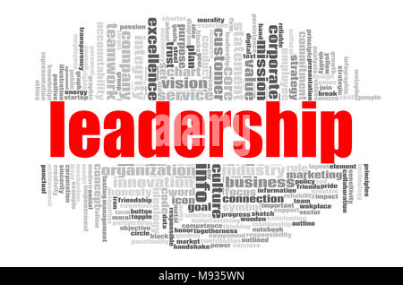 Leadership word cloud concept on white background, 3d rendering. Stock Photo