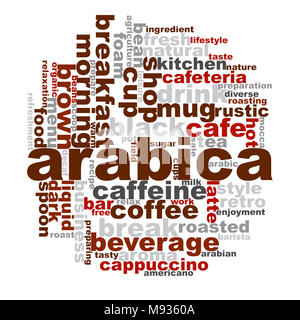 Arabica word cloud. Creative illustration of idea word lettering typography . 3D rendering. Stock Photo