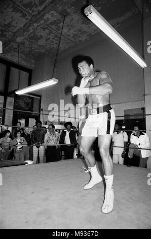 Muhammad Ali training at Gleason's Gym in New York, for his World Heavyweight Title fight with Ken Norton at the Yankee Stadium. 27th September 1976 Stock Photo