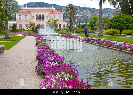 Marvellous garden and park at Villa Ephrussi de Rothschild, tuscan architecture at Cape Ferrat, South France, Var, Cote Azur, France, Europe Stock Photo