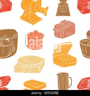 Vector illustration of seamless pattern. Household appliances fo Stock Vector