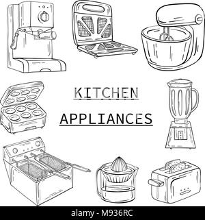 Household appliances for the kitchen, cafe and restaurant. Vecto Stock Vector