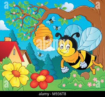 Happy spring bee topic image 3 - eps10 vector illustration. Stock Vector