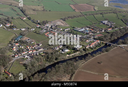 aerial view of West Tanfield near Ripon, North Yorkshire, UK Stock Photo