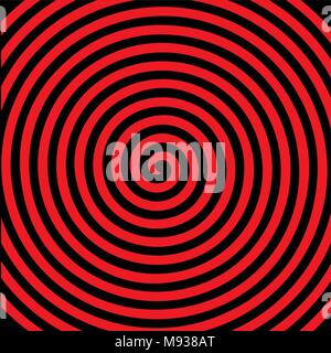 Black red round abstract vortex hypnotic spiral wallpaper. Vector illustration optical illusion spiral anaglyph opt art illustration. Volute, spiral,  Stock Vector
