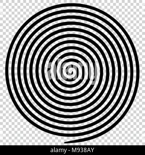 Black round abstract vortex hypnotic spiral. Vector illustration optical illusion helix anaglyph opt art illustration. Volute, maze, concentric lines, Stock Vector