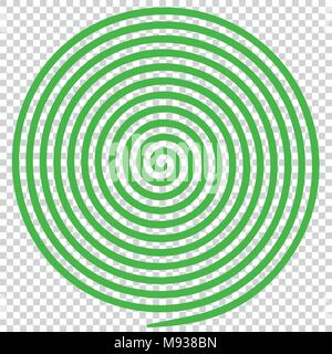 Green round abstract vortex hypnotic spiral. Vector illustration optical illusion helix anaglyph opt art illustration. Volute, maze, concentric lines, Stock Vector