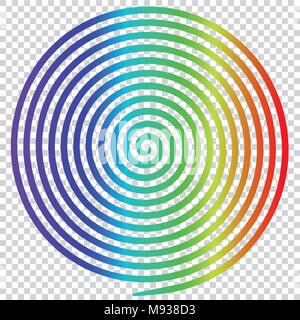 Rainbow round abstract vortex hypnotic spiral. Vector illustration optical illusion helix anaglyph opt art illustration. Volute, maze, concentric line Stock Vector