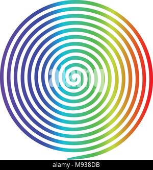 Rainbow round abstract vortex hypnotic spiral. Vector illustration optical illusion helix anaglyph opt art illustration. Volute, maze, concentric line Stock Vector