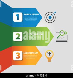 Vector illustration. Template with 3 colored arrows for infographics, business, presentation, web design, startup concept with three options, steps. T Stock Vector
