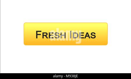 Fresh ideas web interface button orange color, business brainstorm, creativity, stock footage Stock Photo