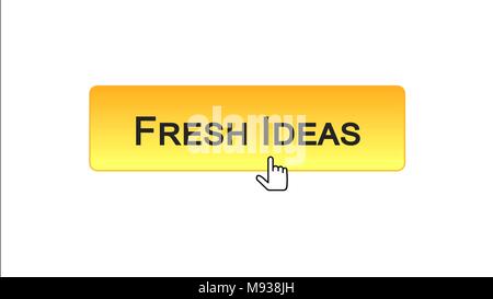 Fresh ideas web interface button clicked with mouse cursor, orange color, design, stock footage Stock Photo