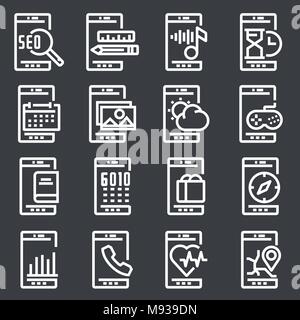 Vector white mobile apps icons Stock Vector