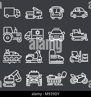 Vector white vehicles icons set Stock Vector