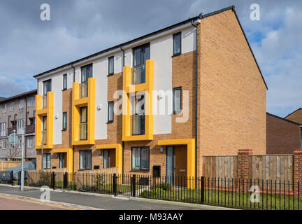 Modern town houses in the Hulme district, Manchester, England, UK Stock Photo