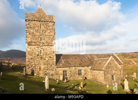 Historic Church of St Clements at Rodel on the Isle of Harris in the Outer Hebrides. Stock Photo