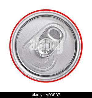 Top of a Drinks Can With a Ring Pull, Close Up. Stock Photo