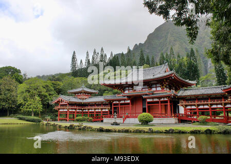The Byodo in Temple near Kaneohe on the Island of Oahu, in Hawaii. Stock Photo