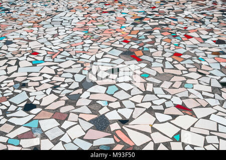 multi colored tile pattern - abstract colorful tiled floor - Stock Photo
