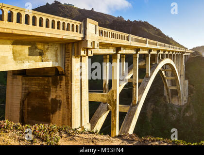 Rocky Creek Bridge Spanning Hwy 1 - Big Sur, Monterey County, California Stock Photo