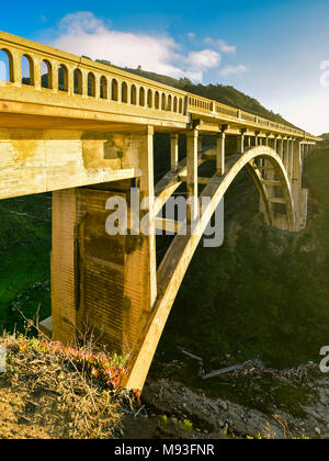 Rocky Creek Bridge Spanning Hwy 1 - Big Sur, Monterey County, California Stock Photo