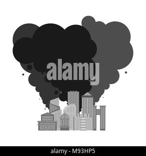 Exhaust gases from city. Environmental pollution. Factory and poisonous gas.  death of all living things. Ecological catastrophy Stock Vector