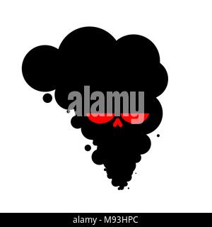 Black Smoke skull plant. death of all living thing. works is poisoning air. Environmental pollution. Factory and poisonous gas. Stock Vector
