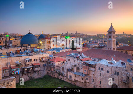 Jerusalem. Cityscape image of old town of Jerusalem, Israel at sunrise. Stock Photo