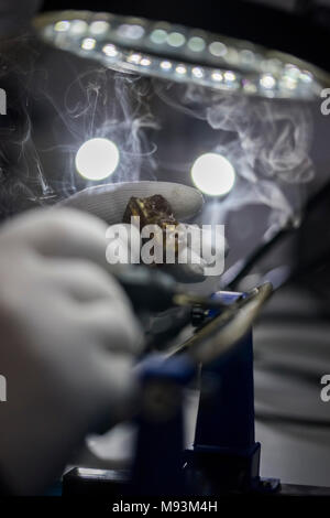 Reparing electronics devices, chips, motherboards, welding Stock Photo