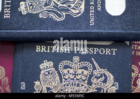 The new UK passport to be issued after Brexit will be made in France, according to the current British manufacturer. The current burgundy passport, in use since 1988, will revert to its original blue and gold colour from October 2019. The boss of UK supplier De La Rue told the BBC that Franco-Dutch firm Gemalto had won the £490m contract. Culture Secretary Matthew Hancock said a final decision had not been made. However, the Home Office said passports did not have to be made in the UK and some blank covers were already made overseas. Stock Photo