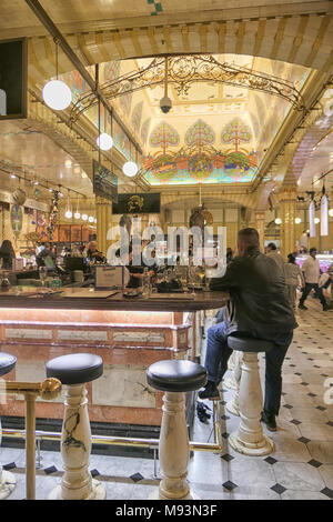 Food hall with caviar bar at Harrods, Knightsbridge, London, UK Stock Photo