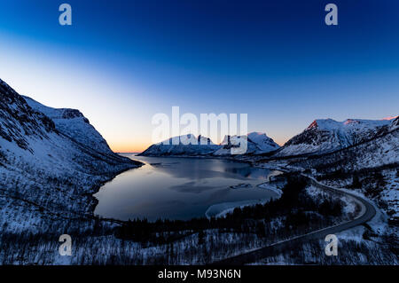 Winter scenery of Senja in Norway Stock Photo