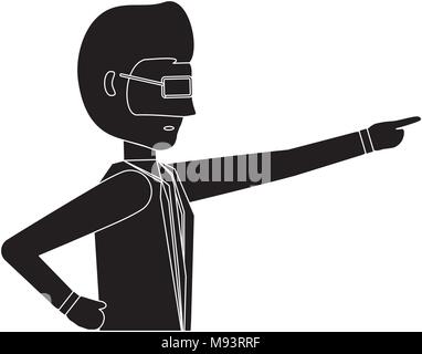 avatar businessman pointing over white background, vector illustration Stock Vector