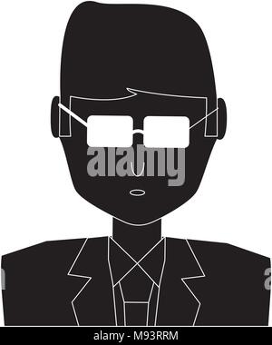 avatar businessman with sunglasses over white background, vector