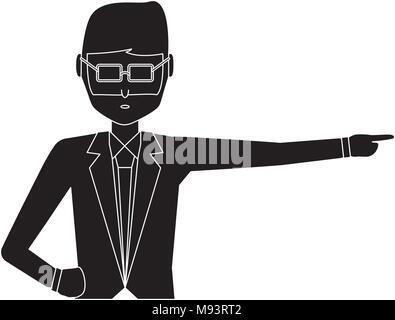 avatar businessman pointing over white background, vector illustration Stock Vector