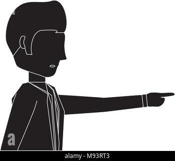 avatar businessman pointing over white background, vector illustration Stock Vector