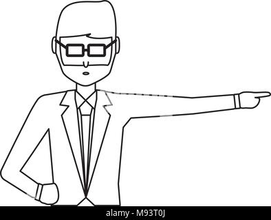 avatar businessman pointing over white background, vector illustration Stock Vector